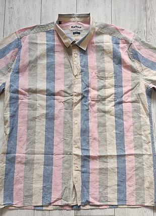 Чоловіча смугаста сорочка з льону та бавовни barbour regular fit розмір&nbsp; 2xl