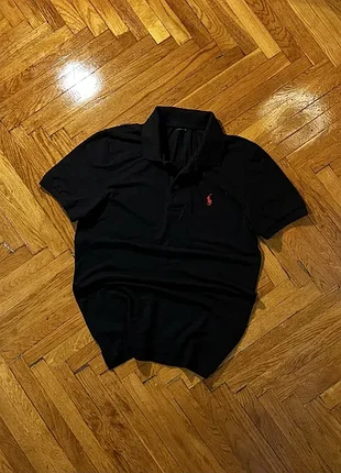 (xs) polo ralph lauren prl черная футболка поло чорна