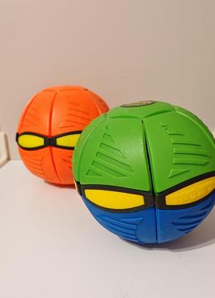 Летающий мяч-фрисби трансформер flat ball зеленый и оранжевый