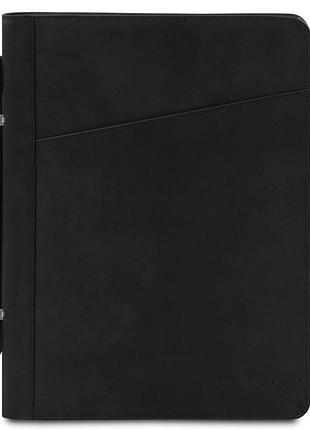 Кожаная папка с ручкой для документов скоросшиватель tuscany cesare tl142554 (черный)