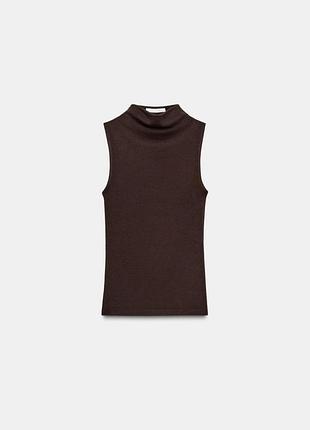 Топ zara с воротником стойкой