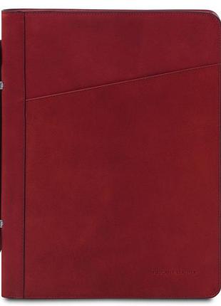Кожаная папка с ручкой для документов скоросшиватель tuscany cesare tl142554 (красный)