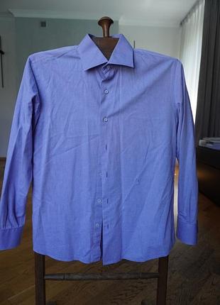 Чоловіча сорочка tru trussardi, розмір 41/16 (l), синя/бузкова