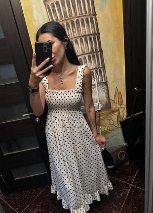 Шикарна сукня міді в горошок zara 💗