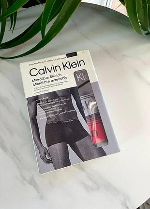 Трусы мужские из микрофибры stretch 3од calvin klein.Цвет: black / sleet / adrenaline rush.