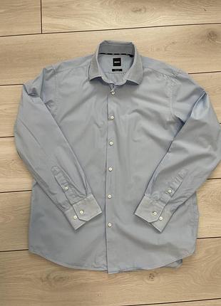 Голуба чоловіча сорочка boss regular fit (розмір l / 41) оригінал