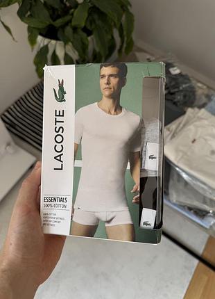Футболки чоловічі lacoste пачка 3шт біла,сіра,чорна slim fit s розмір