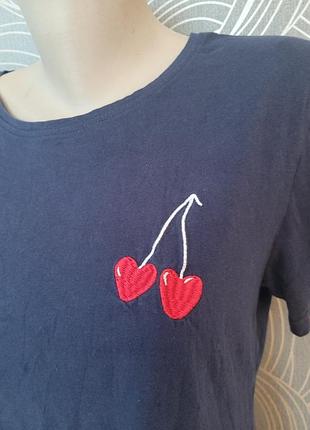 🍒 🍒 🍒 вишенки коттон 100% модная классная футболка 🍒 🍒 🍒 с вышивкой
