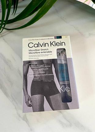 Трусы мужские из микрофибры stretch 3од calvin klein. цвет: sleet / teal marine / shoreline.
