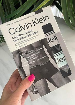 Трусы мужские из микрофибры stretch 3од calvin klein. цвет: black / mint multi
