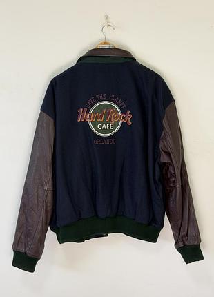Hard rock cafe vintage чоловій шкіряний бомбер куртка оригінал розмір l/xl