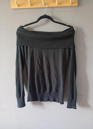 Черный свитер с открытыми плечами y2k emo dollskill punk streetwear sk8 cutecore kawaii anime coquette gothic