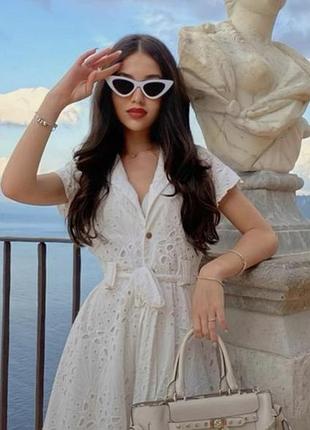 Платье / платье халат женское миди из прошвы zara