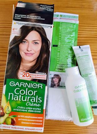 Краска для волос garnier color naturals 4 1/2 темный шоколад краска для волос коричневая набор