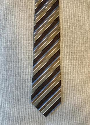 Краватка / галстук шовковий смугастий бежевий блакитний tie rack