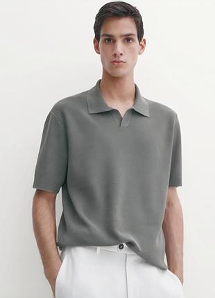 Шикарне чоловіче бавовняне поло сіре — оливкового кольору massimo dutti, 💯 оригінал