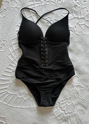 Calzedonia суцільний купальник s | стан нового | корсетна шнурівка