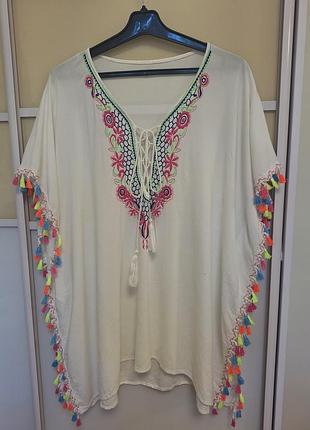 Женская вискозная блуза в этно стиле.