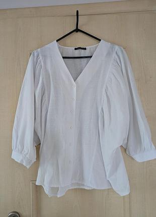 Белая летняя блуза trendyol с рукавами фонариками, размер 42 (xl)