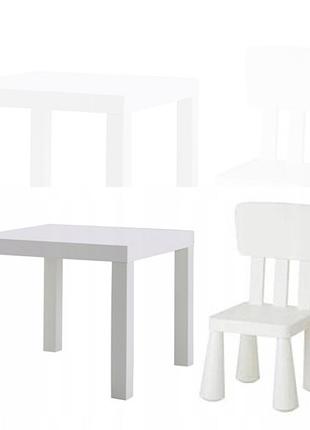 Стільчик ikea mammut + столик lack набір білий