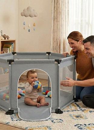 Детский игровой манеж для детей складной детский манеж 120х100х55см gray