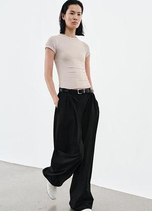 Футболка з льоном з домотканим ефектом zara розмір l