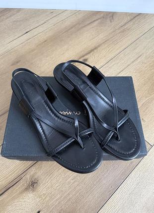 Шкіряні босоніжки massimo dutti, 38 розмір, чорні