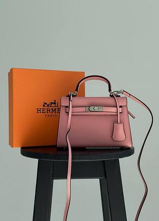 Kelly 20 premium pink брендовая сумочка розовая натуральная кожа люкс