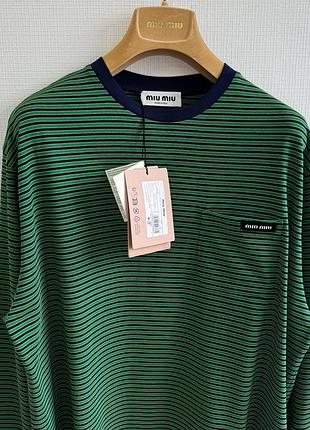 Лонгслів miu miu striped💚 3