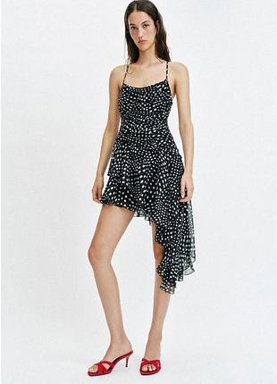 Оригінальна асиметрична сукня в горох з нової колекції zara new original.