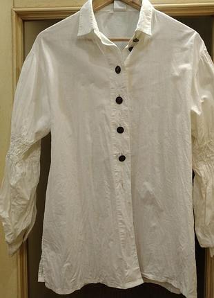 Alba moda (42). белая нарядная рубашка, котон+лен