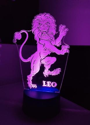 Led ночник лев leo/на bluetooth/3d акриловый светильник с подсветкой/стильный подарок мужчине и женщине