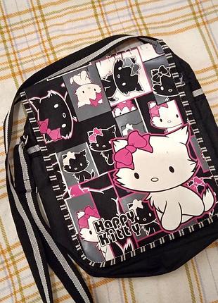 Черная сумка через плечо happy (hello) kitty