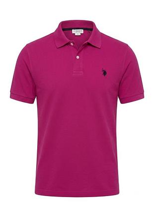 Оригінальна чоловіча футболка поло u.s. polo assn. рожевого кольору (фуксія) | розмір m | бавовна