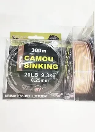 Волосінь boyaby camou sinking 300м, 20lb, 9.3кг, 0,25мм brown