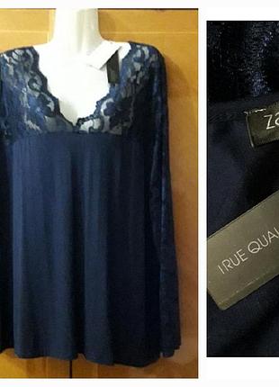 Брендовая нарядная вискозная блуза с кружевом р. 4xl с rayon от zanzea