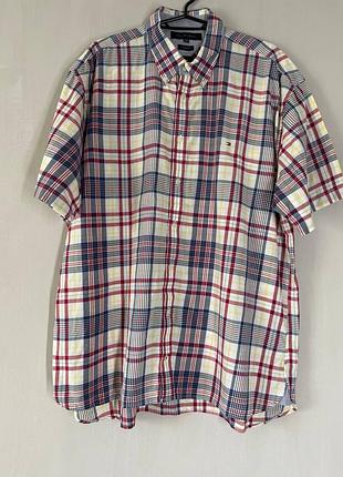 Стильная мужская рубашка tommy hilfiger custom fit в клетку xxl