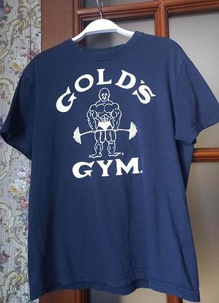 Футболка gold's gym синего цвета м хлопок
