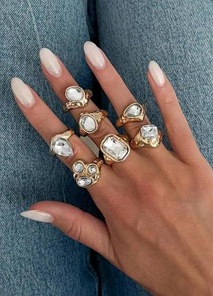 Шикарный набор колец с кристаллами 💎 7 шт.