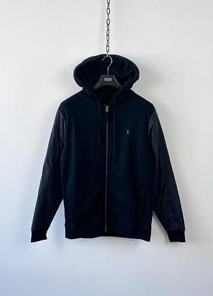 Зіп кофта allsaints osler full zip hoodie mens size s black hybrid padded nylon sleeves