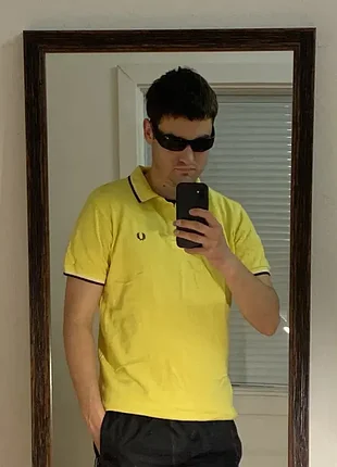 (m-l) желтая футболка поло fred perry vintage жовта polo