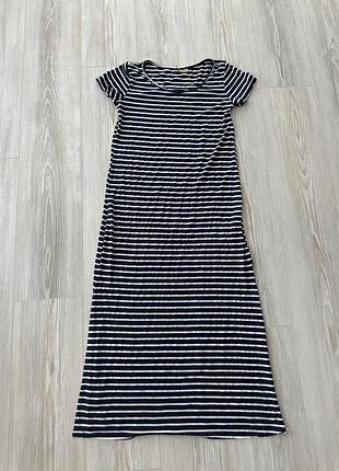 Довга сукня сарафан у смужку тельняшка максі