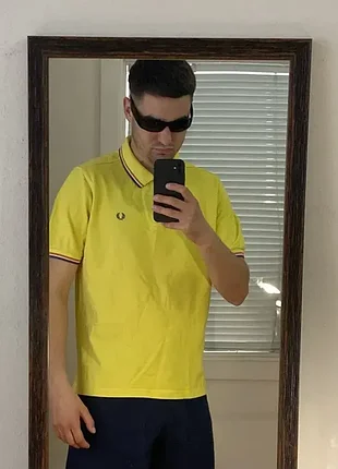 (м) футболка fred perry polo поло желтая жовта хлопок хлопковая