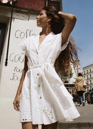 Сукня / плаття жіноче міді з прошви zara