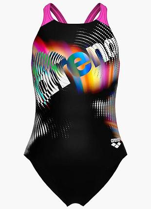 Купальник для плавання суцільний arena lit logo swimsuit v back l дитячий (оригінал) 010690-590 152 см