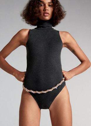 Натуральне боді гольф ,боди в рубчик водолазка zara m/l