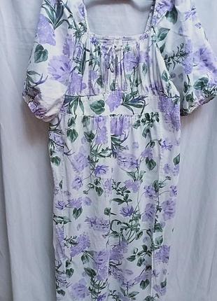 Нежное льняное платье миди river island в стиле милкмейд размер 22(52-54)
