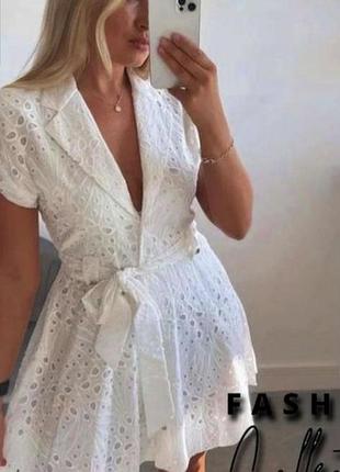 Плаття / сукня жіноча біла міді з прошви zara