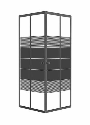 Кабина для душа rozzy jenori квадратная двухдверная без поддона velum 90x90x180см витраж с рисунком 4мм профиль черный 90brz082lin