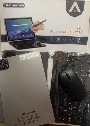 Планшет crelander t40 10.1" (android, dual sim) + клавіатура, мишка, чохол — стан нового!